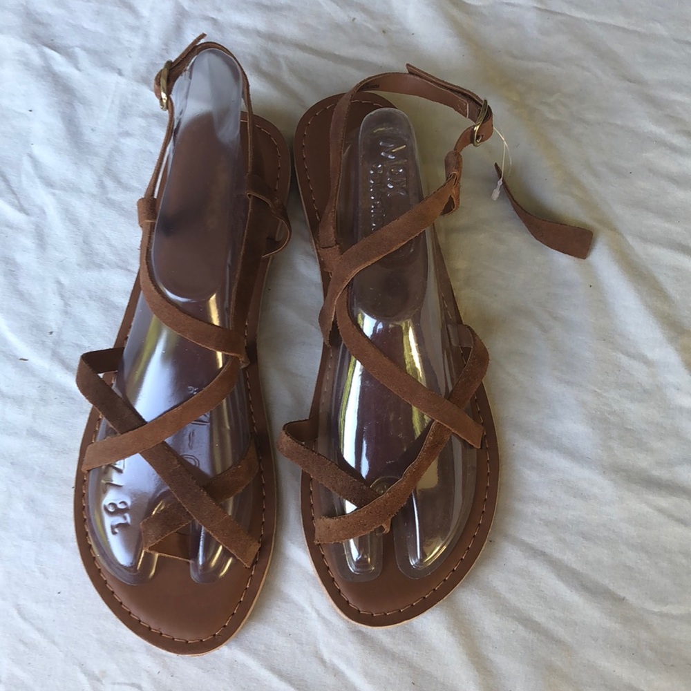 Strappy brown Greek sandals, size 10.5, NWT